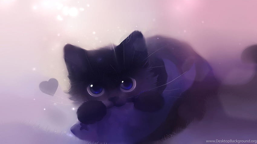 Gatos: por Apofiss Animal Cat Art Gatito Negro Lindo fondo de pantalla