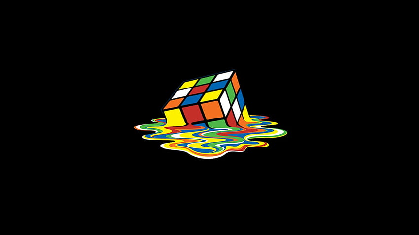 Kubus Rubik yang meleleh, kubus rubik, meleleh, 3d, latar belakang hitam Wallpaper HD