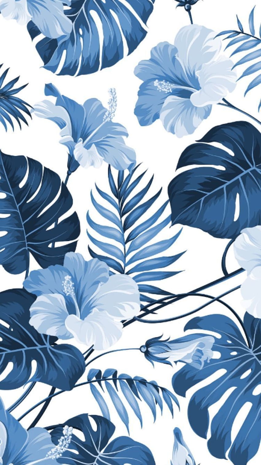 Blue floral . Hawaiian . Landscape , Watercolor , Colorful, Hawaii Pattern HD phone wallpaper