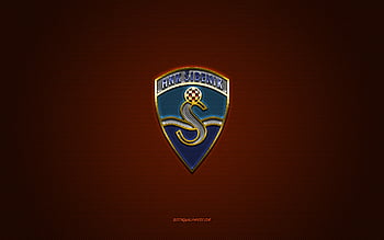 Sibenik FC, golden logo, HNL, orange metal background, football ...