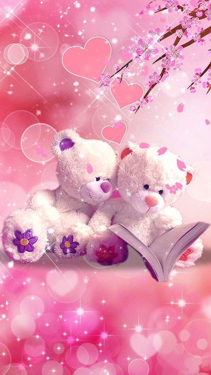 Boneka Beruang Cinta Merah Muda wallpaper ponsel HD