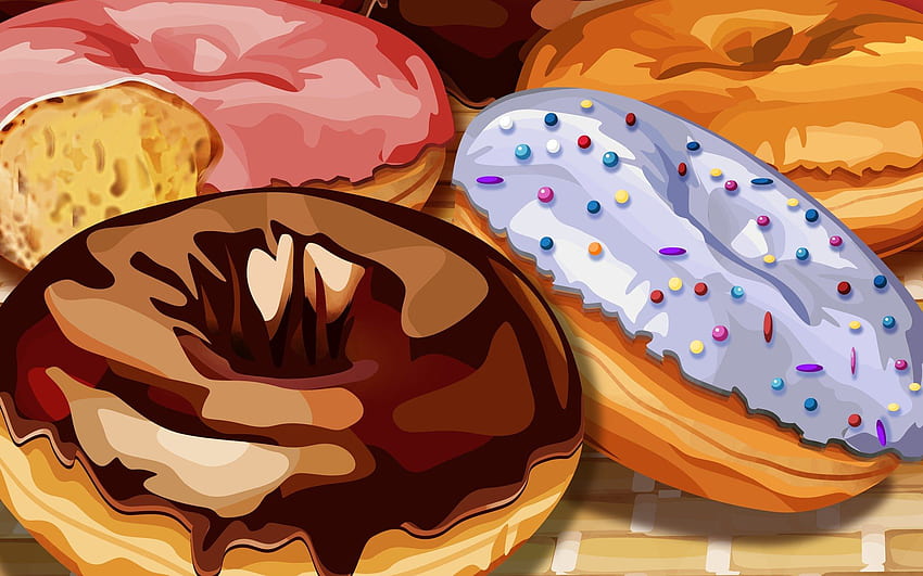 PSD Lebensmittelillustrationen 3196 Donuts Donut-Illustration HD-Hintergrundbild