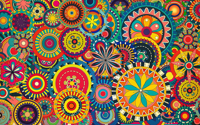 Multicolored Floral Shapes . Multicolored Floral Shapes stock HD wallpaper