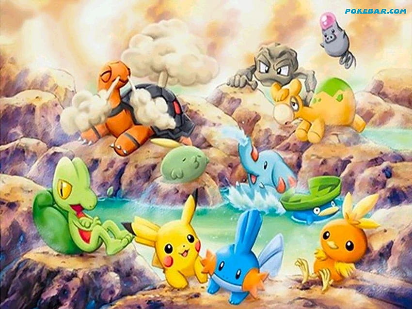 pikachu et ses amis, anime, chaud, pikachu, printemps, copains, pokemon Fond d'écran HD