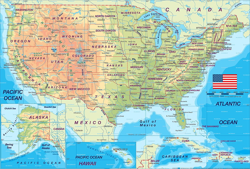 Mapa de Estados Unidos, Mapa de América del Norte fondo de pantalla