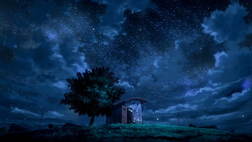 Night Sky City Anime Scenery 4K Wallpaper 62599