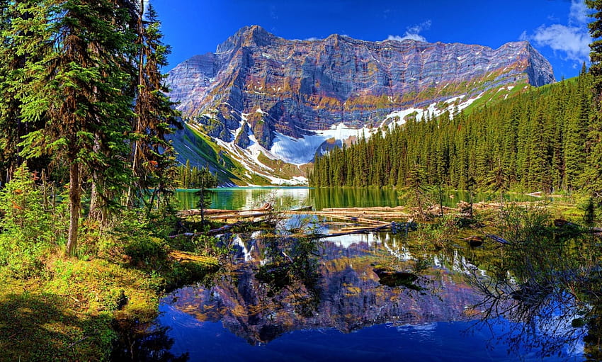 風景, 湖, 自然, 山 高画質の壁紙