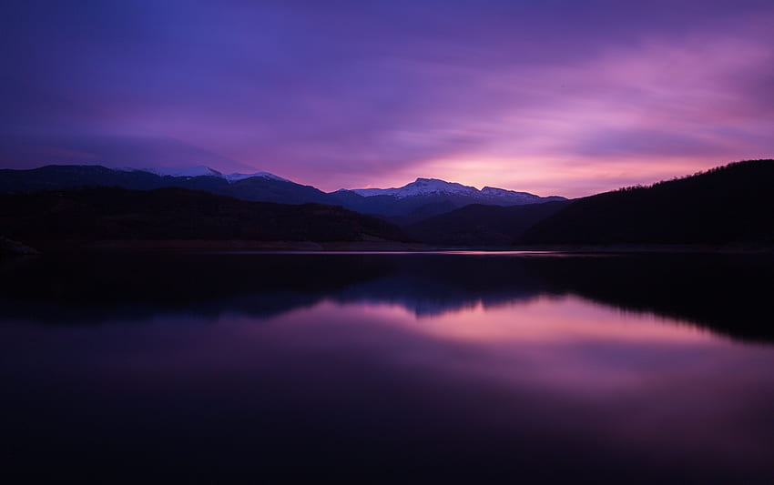 Nature, Montagnes, Nuit, Lac, Reflet Fond d'écran HD