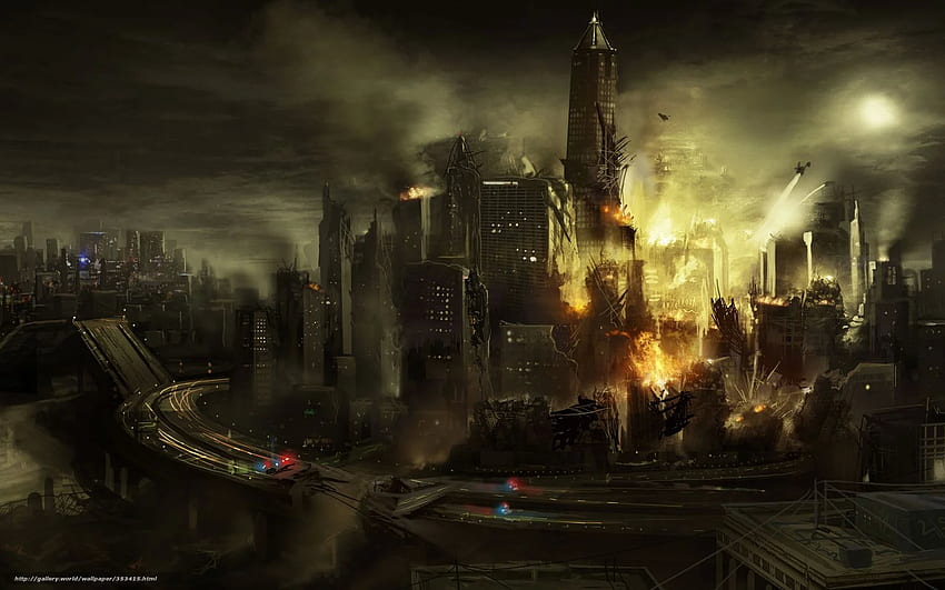 City On Fire . Steampunk City , New York City and Anime City, City  Destruction HD wallpaper | Pxfuel