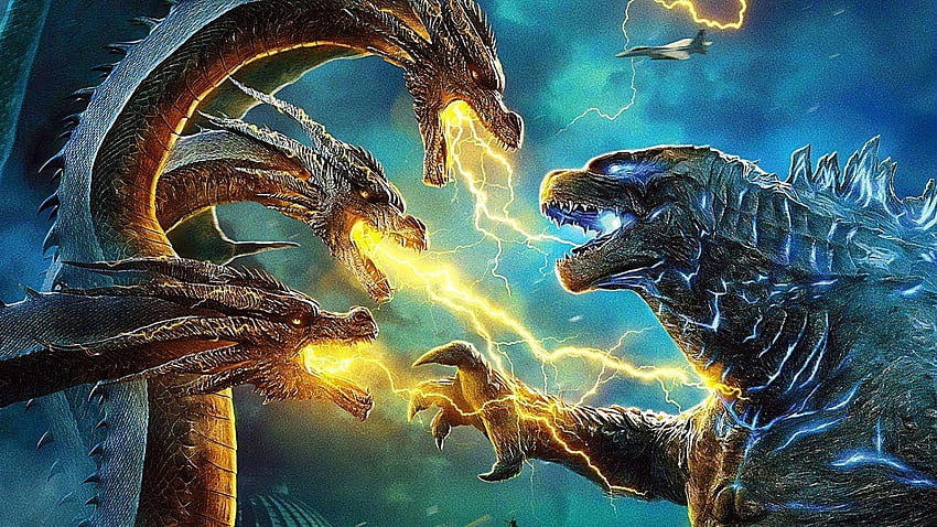 Burning Godzilla Vs King Ghidorah Cena de luta do chefe - Godzilla PS4 papel de parede HD
