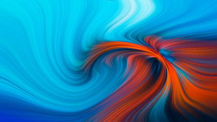 Blauer orangefarbener Strudel, Muster, Abstraktion HD-Hintergrundbild