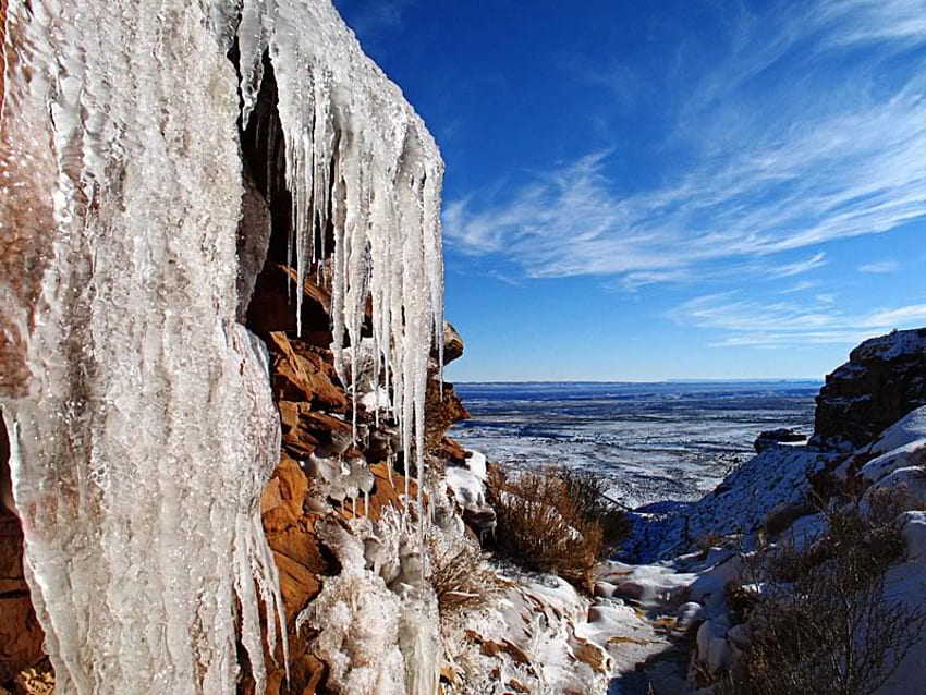 Ice Fall, canyon, ice, fall, mountain HD wallpaper