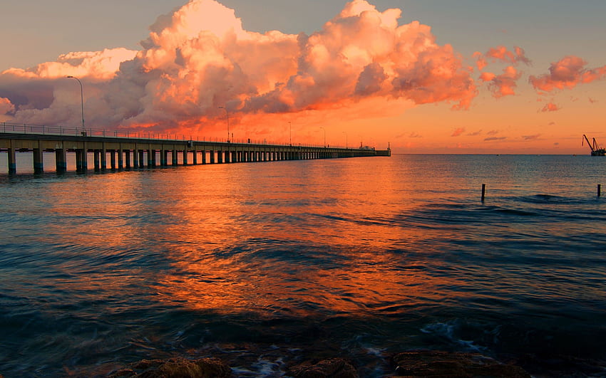 Natur, Sonnenuntergang, Meer, Pier, Kai, Liegeplatz HD-Hintergrundbild