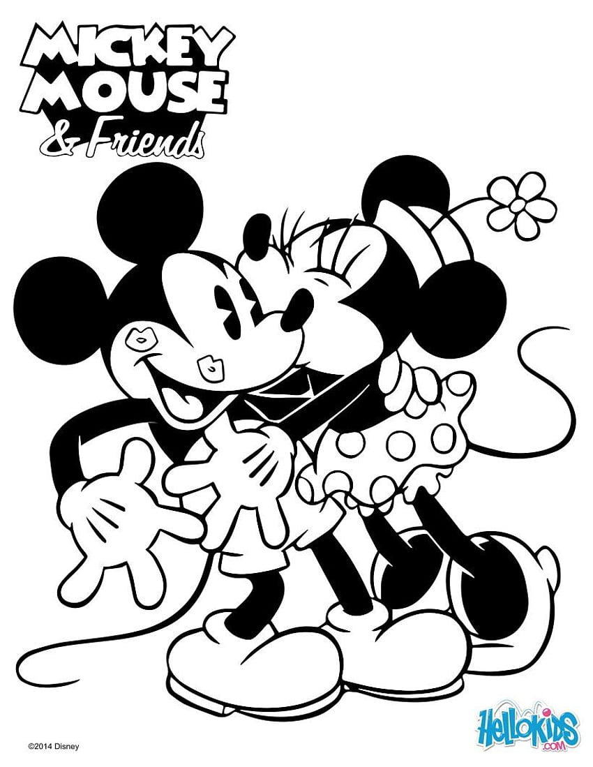 Rato Mickey: Páginas para colorir, Desenho para crianças, Artesanato infantil, Minnie Mouse vintage beijando Papel de parede de celular HD