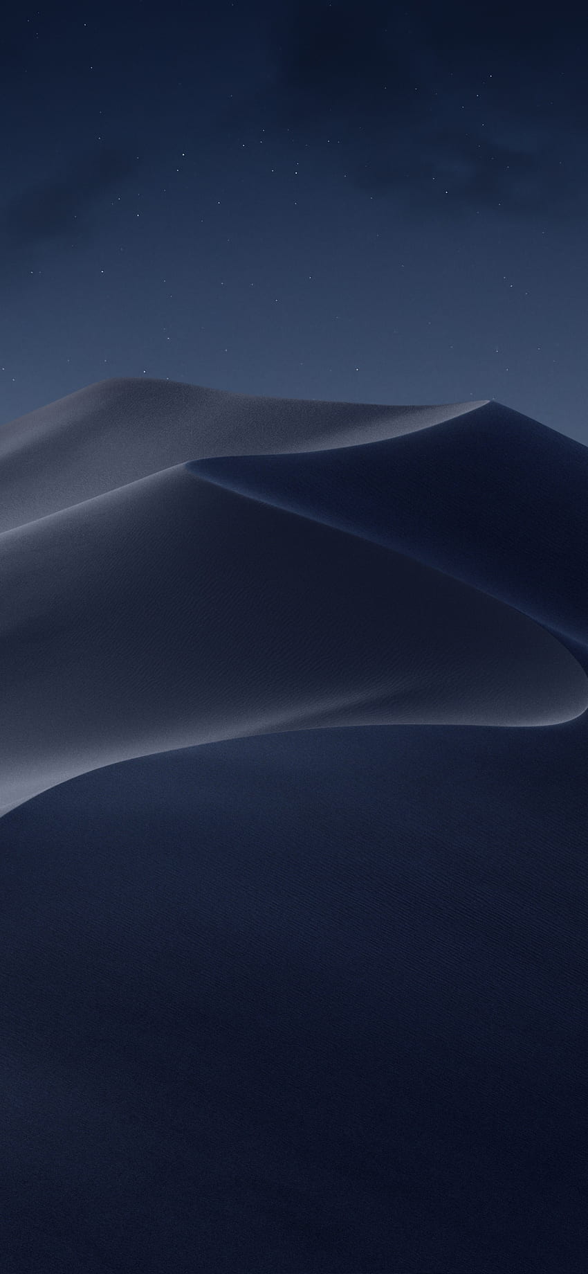 macOS Mojave, пясъчни дюни, пустиня Мохаве, Калифорния, нощ, природа, тъмен пясък HD тапет за телефон