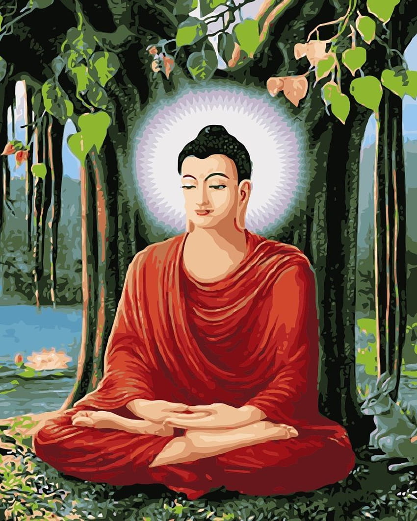 MaHuaf I811 Bodhi Tree Buddha Dipinto da colorare in base ai numeri Pittura a olio digitale fai-da-te Dipinto a mano Dipinto per numero Per. Opera d'arte di Buddha, pittura di Buddha, arte di Buddha, Siddhartha Gautama Sfondo del telefono HD