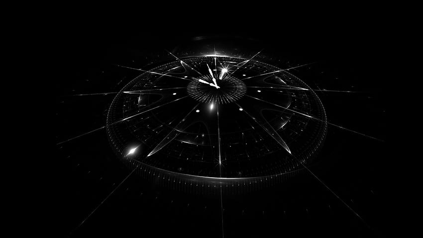 reloj, esfera, fractal, holograma, oscuro de panorámica 16:9, reloj negro fondo de pantalla