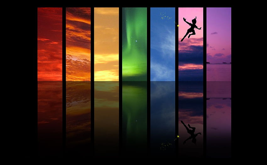 Rainbow Skies And Peter Pan - фон на Питър Пан - HD тапет