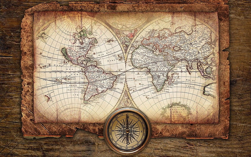 Antique Map Compass, Vintage Compass HD wallpaper