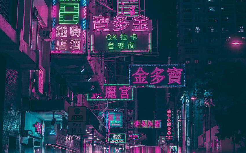 Neon Hong Kong, Neon Shallows HD wallpaper