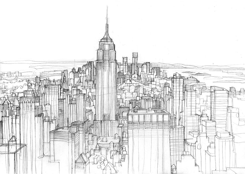 Pencil drawing of a landscape with set of skyscrapers in New York Stock  Illustration by MikeKate 22757800