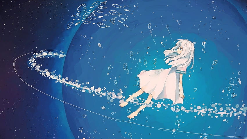 Floating Bubbles Anime Scenery GIF | GIFDB.com