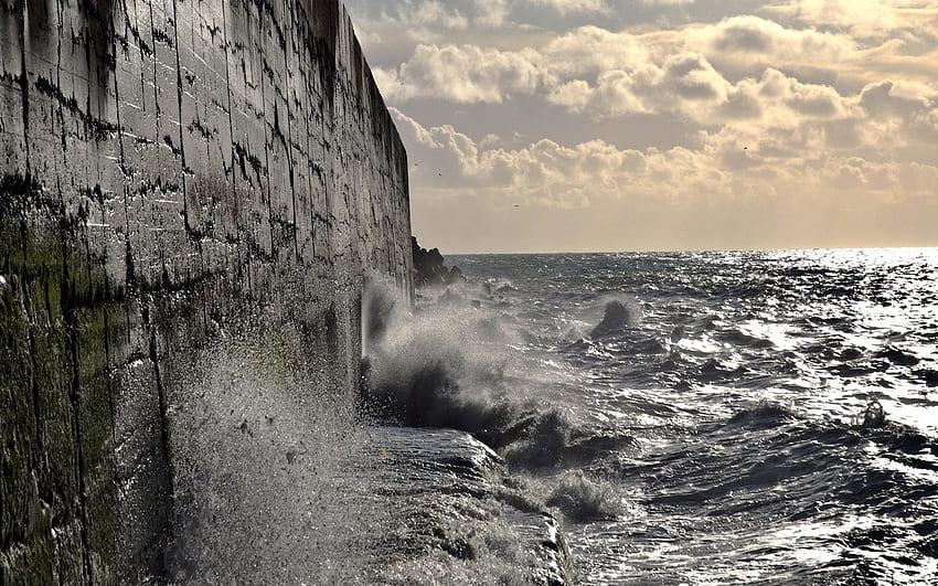 Nature, Sea, Waves, Wall, Blows HD wallpaper