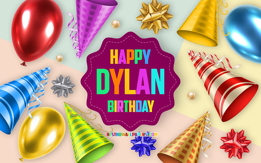 Happy Birtay Dylan, , Birtay Balloon Background, Dylan, creative art, Happy Dylan birtay, silk bows, Dylan Birtay, Birtay Party Background HD wallpaper