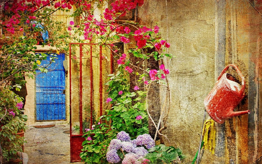 Beautiful painting, flowers, plants, art, painting HD wallpaper