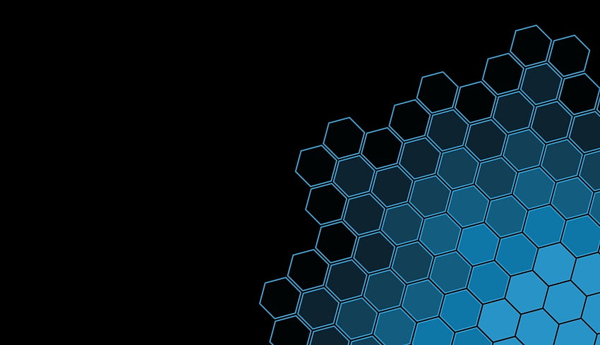 黒青の六角形パターン ノート パソコン、抽象、および背景、パターン ブルー 高画質の壁紙