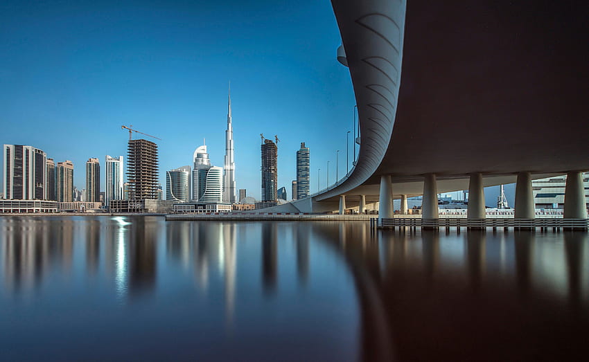 Downtown Dubai, Cityscape, Reflections, , Dubai HD wallpaper