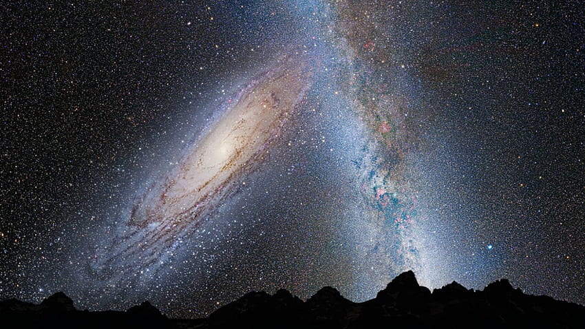 Andromeda si scontra con la Via Lattea, via, terra, dentro, lattea, è Sfondo HD