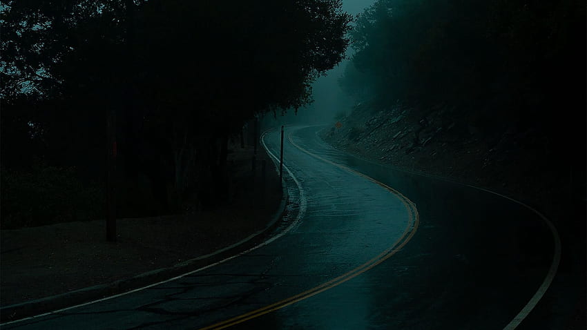 Road Mist Dark Night Rain Nature - Resolution:, Dark Rainy Night HD wallpaper