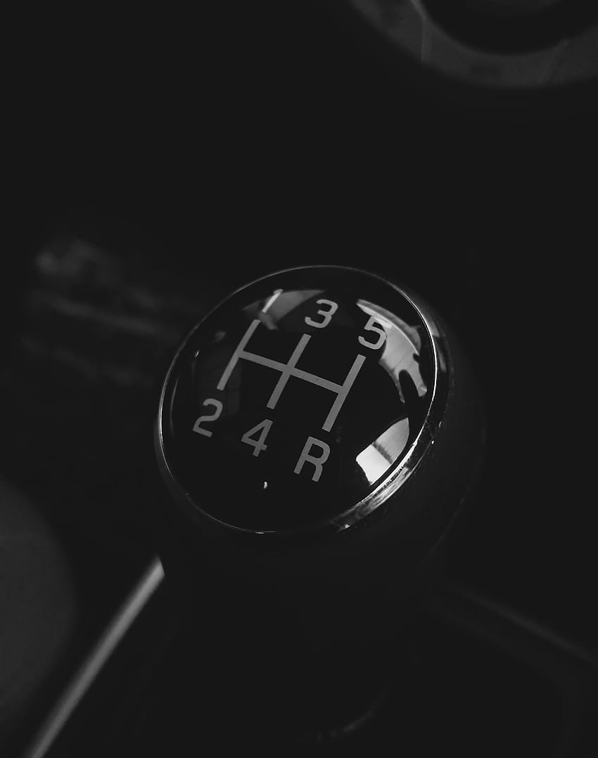 Gear shaft, Black_white, Cars, gauge, steering_part HD phone wallpaper