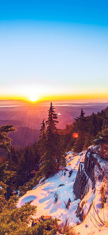 Sunset Horizon Standing Alone Mountains Scenery 4K Wallpaper iPhone HD  Phone #7151l