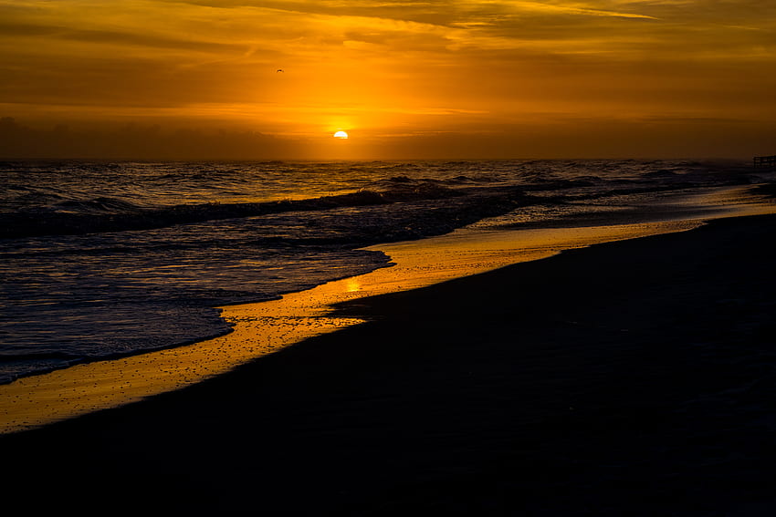 Nature, Sunset, Sun, Beach, Tide, High Tide HD wallpaper