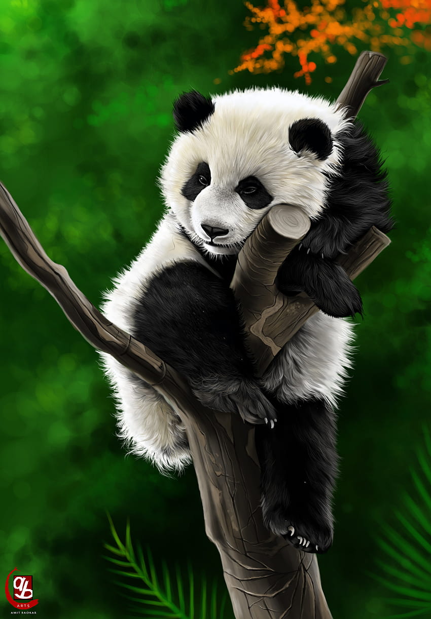 Kunst, Ast, Tier, Panda HD-Handy-Hintergrundbild