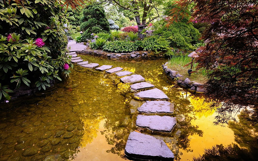 Country Flower Gardens Paths Home Garden Japanese Path, Japanese Water Garden HD wallpaper