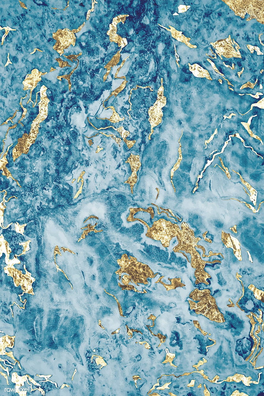 Blue and gold marble textured background vector. by / Chim. Blue marble , Blue and gold , Marble texture, Water Marble HD phone wallpaper