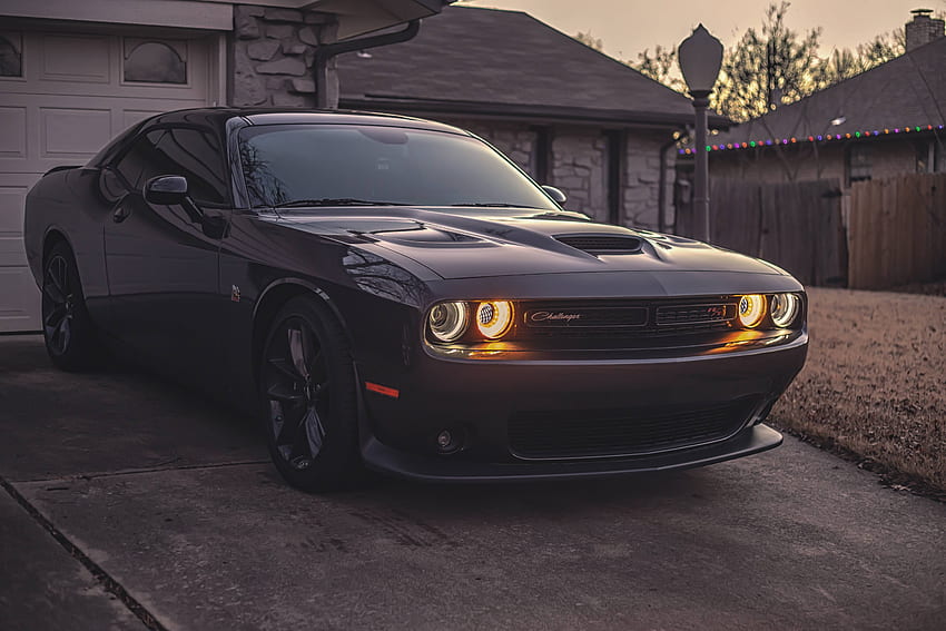 Black, muscle car, Dodge Challenger HD wallpaper