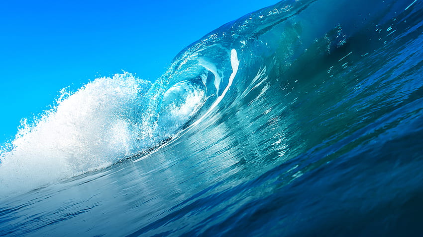 Ocean, waves, blue, sea waves HD wallpaper
