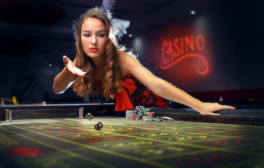 ragazza, patatine, ossa, l'eccitazione, casinò, lancio Sfondo HD