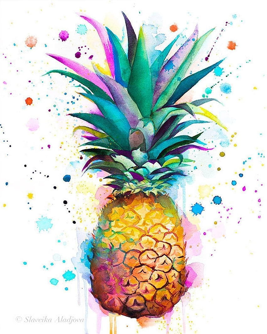 may contain: plant. Watercolor pineapple, Pineapple painting, Pineapple art, Colorful Pineapple HD phone wallpaper