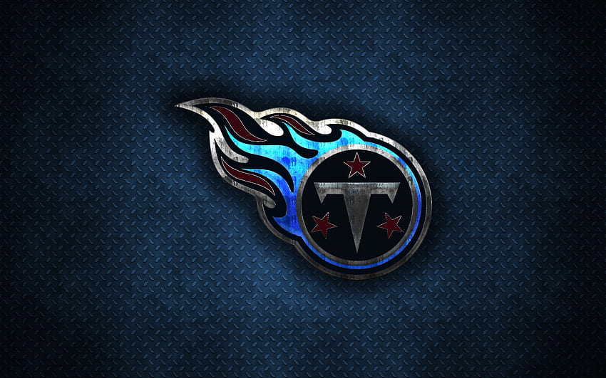 Titans du Tennessee, club de football américain, logo en métal, Nashville, Tennessee, États-Unis, art créatif, NFL, emblème, fond en métal bleu, club de football américain pour avec résolution. Haute qualité Fond d'écran HD