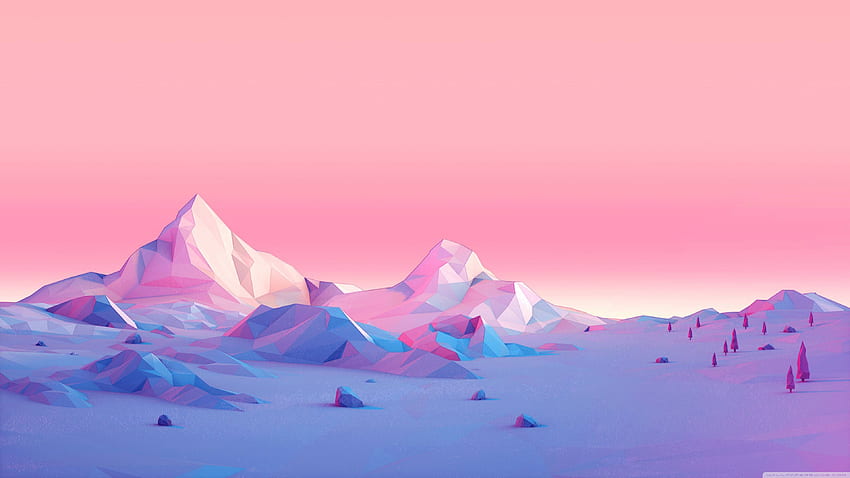 Lowpoly, Pegunungan, Pemandangan ❤, Alam 2D Wallpaper HD