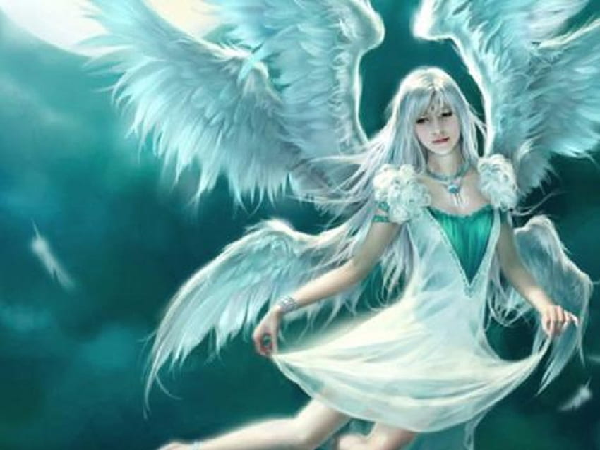 Emerald Angel, друго, ангел, абстрактно, фантазия HD тапет