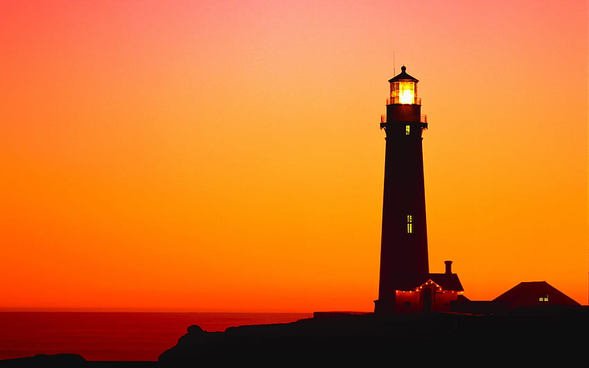 Lighthouse, Summer Sunset Lighthouse HD wallpaper