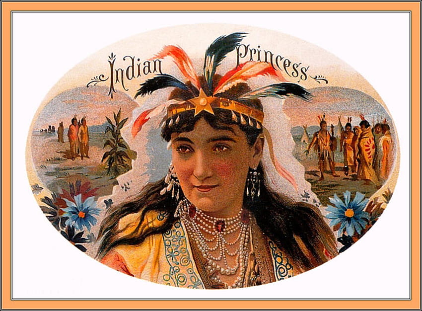 Principessa indiana, altro, persone, indiano, scatola di sigari, arte popolare Sfondo HD