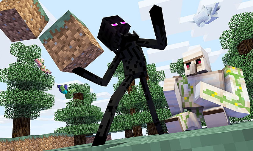 Minecraft Enderman and Iron Golem Mural HD wallpaper  Pxfuel