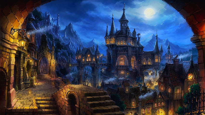 gothic fable, gothic, eerie, castle, dark HD wallpaper